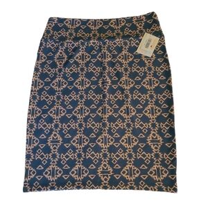 LLR LuLaRoe Cassie Pencil Skirt Aztec Slate Blue & Pink Sz 2XL NWT